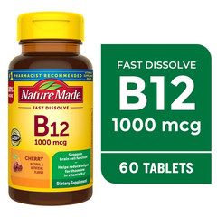 Nature Made Vitamin B12 Sublingual 1000 mcg Sugar Fast Dissolve Tablets,60 Count