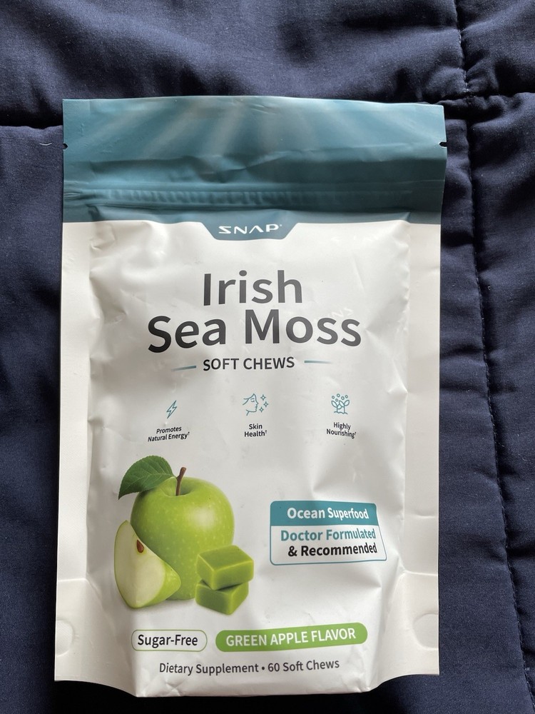 Irish Sea Moss Soft Chews Ocean Superfood Metabolism Energy 60ct Apple Flavor