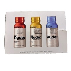 Ryde: Your Rhythm Shots 2.02 fl oz Energize Focus Relax 6 Pack 3 Flavors 12/2025