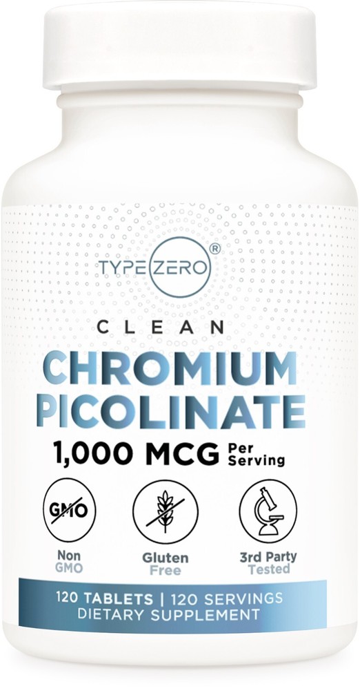 Type Zero Clean Chromium Picolinate Tablets (120 Count) 1,000 MCG Per Serving