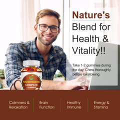 Mushroom Extract Complex Gummies Lions Mane Chaga Reishi Focus Memory Immunity