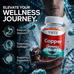VAITE Copper Supplement Gummies 10 mg Amino Acid Chelate – Trace Mineral that Pl