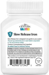 Slow Release Iron Tablets 60 Count Pack of 3 Gluten Free Iron Supplement