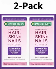 Nature’s Bounty 2 PACK – Hair Skin Nails Extra Strength Biotin/Exp. 10/2026+