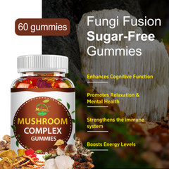 Mushroom Extract Complex Gummies Lions Mane Chaga Reishi Focus Memory Immunity