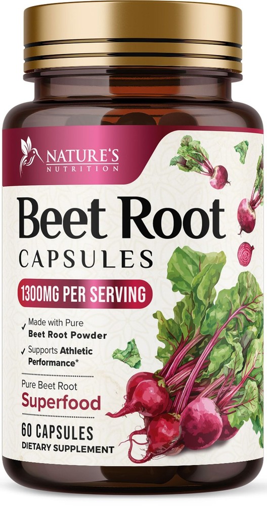 Organic Beet Root Nitric Oxide Heart Energy Remolacha Orgánica Energía 60 Ct