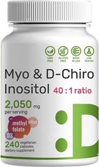 Myo-Inositol + D-Chiro + Vitex 240 Count Optimal 40:1 Inositol Ratio Folate