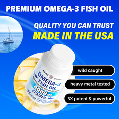 (2pack) 4000mg Omega-3 180 Softgels Triple Strength Burpless Fish Oil Supplement