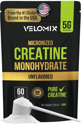 VELOMIX Micronized Creatine Monohydrate Powder – 100% Pure Creatine Powder Unfla