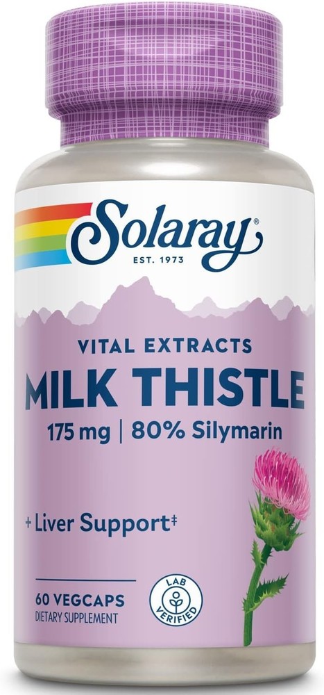 Solaray Milk Thistle 175mg 60caps. Exp. 4/2028 or Better