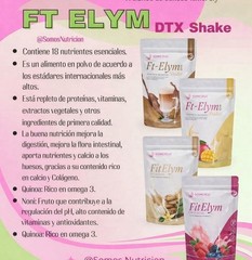 Ft-Elym DTX Shake Piña Coco Quinoa Colágeno Hidrolizado Calcio Magnesio Zinc