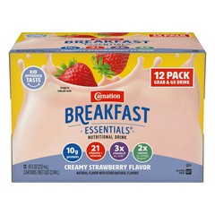 Carnation Breakfast Essentials Strawberry Shake 8 fl oz Bottles 12 Pack