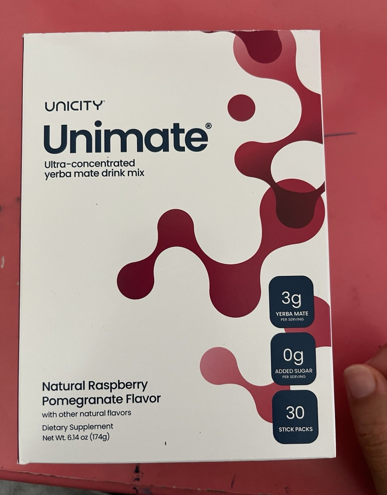 Unicity Unimate Yerba Mate Drink Mix Raspberry Pomegranate 30 Sticks