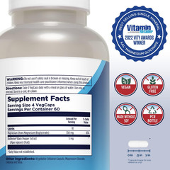 KAL Magnesium Glycinate, New & Improved Fully Chelated High Absorption Formula w