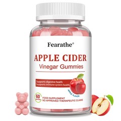 Fearathe Apple Cider Vinegar Gummies 60 Count Apple Flavor Dietary Supplement