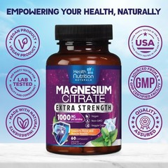 Magnesium Citrate 1000mg Per Serving – Max Absorption 60 Count (Pack of 1)