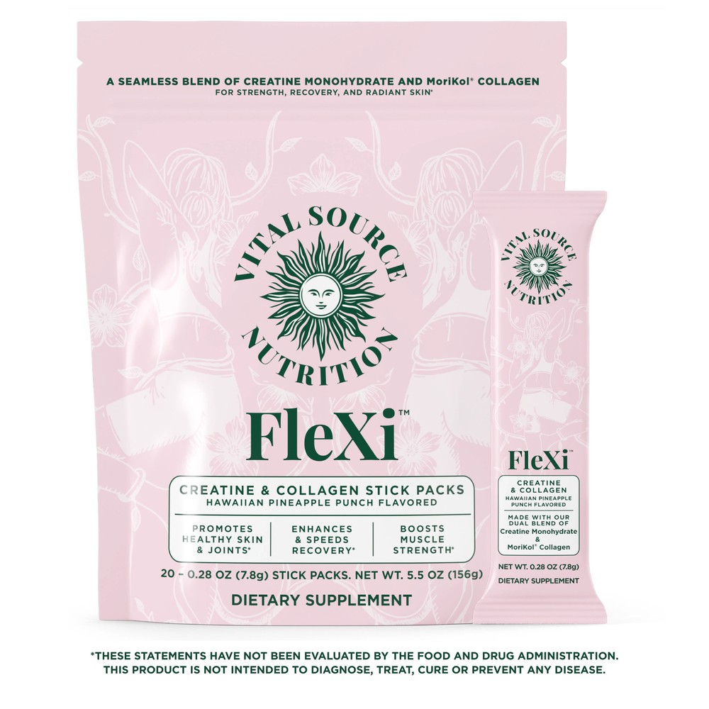 Flex Creatine Collagen Supplement Stick Packs 20 Servings Fitness Support