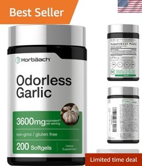 200 Odorless Garlic Softgels – Non-GMO Nutritional Supplement for Adults