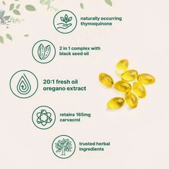 2 in 1 Oil of Oregano & Black Seed Softgels Count with Carvacrol, 40% discount !