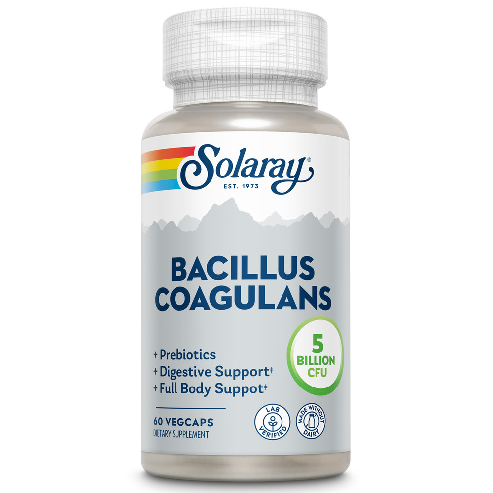 Solaray Bacillus Coagulans Probiotic, Shelf Stable | 60 VegCaps, 30 Serv.