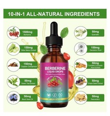 Berberine Supplement Liquid 60ml, Berberine with Ceylon Cinnamon 1500mg
