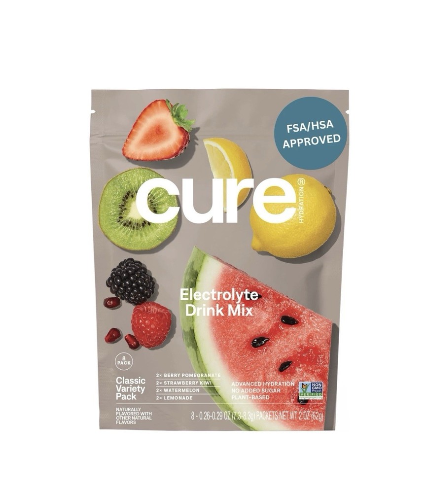 Cure Hydration | Plant-Based Electrolyte Drink Mix | 8 Servings (Pack of 1)
