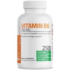 Bronson Vitamin B-6 100 mg – 250 Tablets – 250 Day Supply