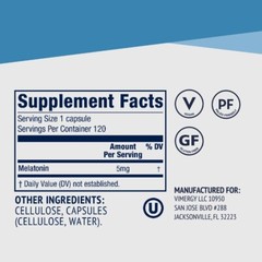 Vimergy Sleep Supplement, 120 Capsules – 5mg Per Serving, Non-GMO, Gluten Free