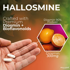 Hallosmine Diosmin 300mg – Circulation & Vein Support Supplement – 60 capsules