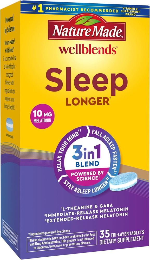 Wellblends Sleep Longer, Melatonin 10Mg, L Theanine 100 Mg, and GABA 100Mg, Slee
