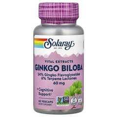2 X Solaray, Vital Extracts, Ginkgo Biloba, 60 mg, 60 VegCaps
