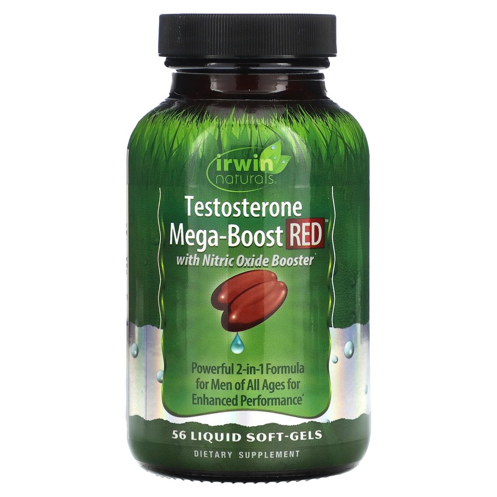 2 X Irwin Naturals, Testosterone Mega-Boost Red, 56 Liquid Soft-Gels