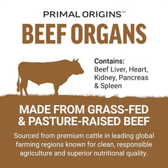 Primal Origins Grass-Fed Beef Organs, Pasture-Raised Supplement with Liver, K…