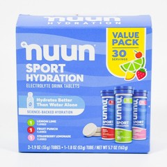 Nuun SPORT Hydration Electrolyte Tablets 30 value LEMON Strawberry Punch 05/2027