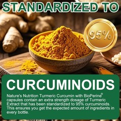 Turmeric Curcumin Highest Potency 95% 2600mg with BioPerine Black Pepper Extract