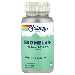 2 X Solaray, Bromelain, 60 VegCaps (500 mg, 1,200 GDU per Capsule)