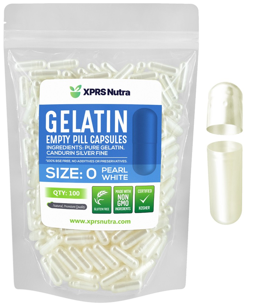Size 0 Pearl White Empty Gelatin Capsules Gelcaps Kosher Pills Caps