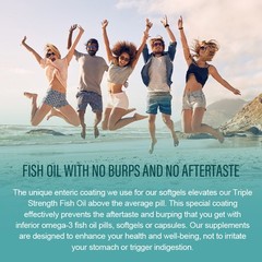 3x Strength EPA & DHA Omega 3 Fish Oil 3600mg, Highest Potency, 120 Softgels