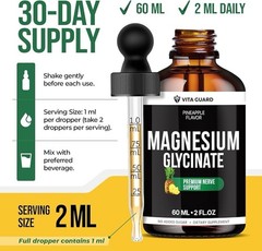 Vita Guard Magnesium Glycinate 500mg Pineapple Liquid 60ml Expires 10/27 Sealed