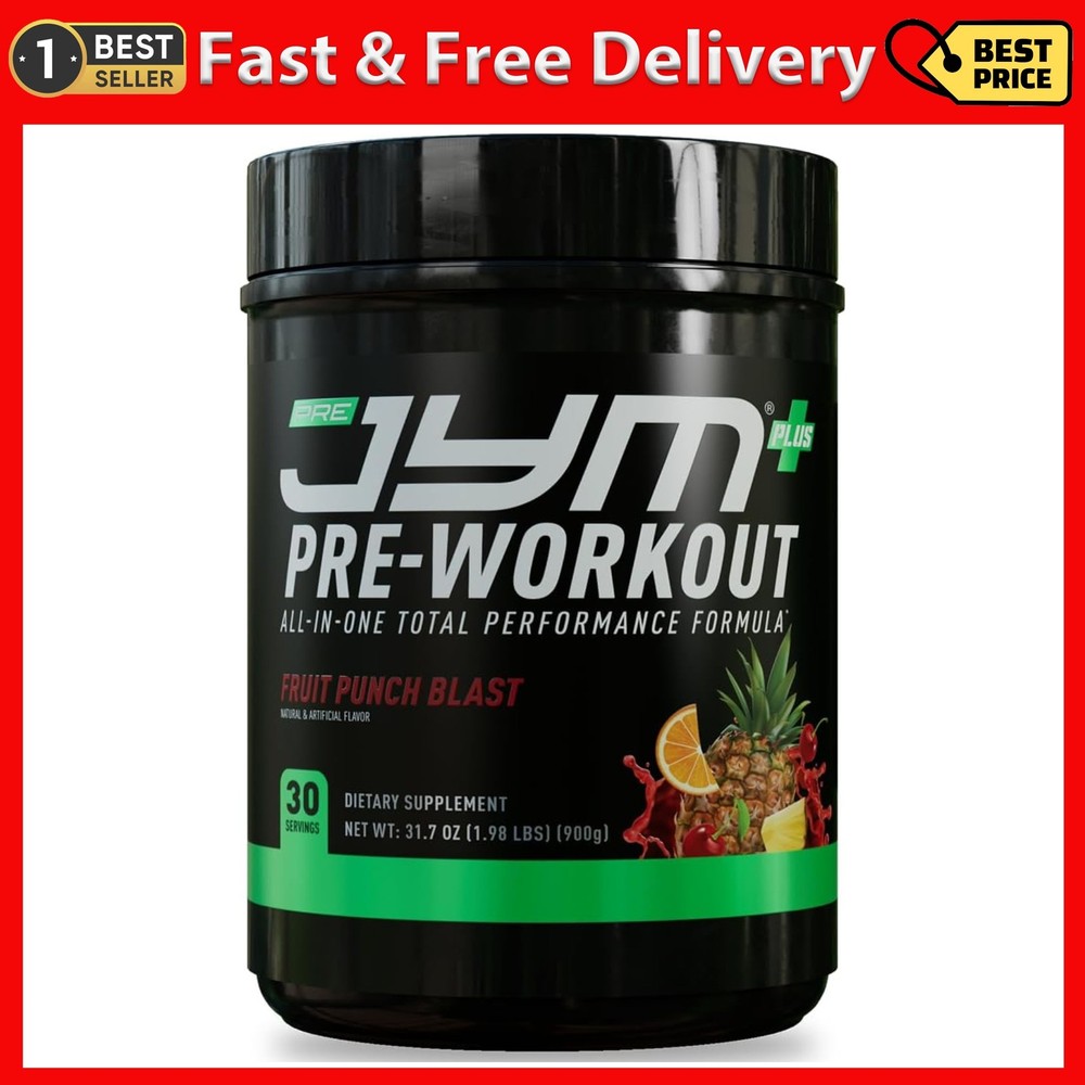 Pre JYM plus Fruit Punch Pre-Workout Powder, Amino Nitrates, Creatine, Betaine,