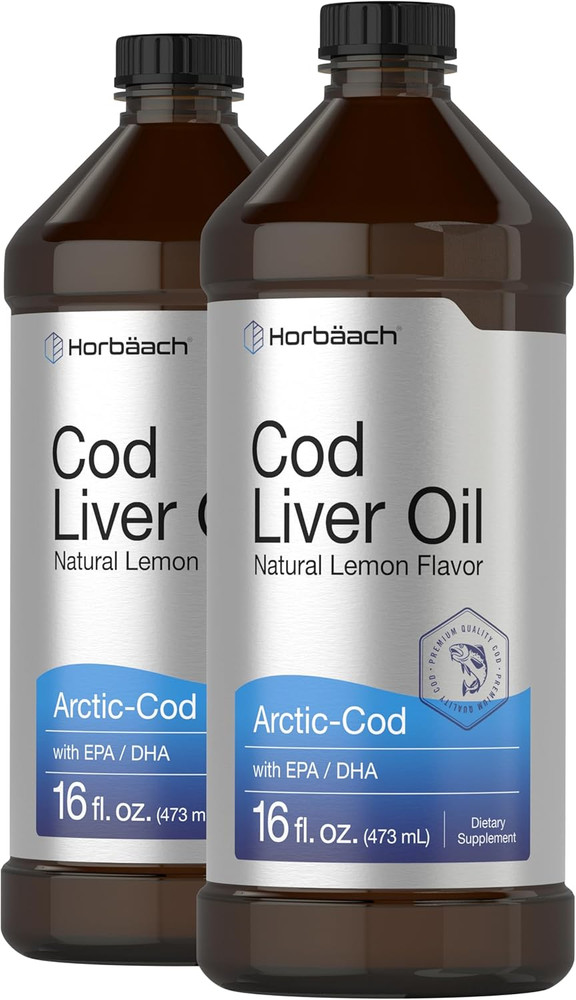 Arctic Cod Liver Oil Lemon | 2×16 fl oz | EPA & DHA | Non-GMO, Gluten Free