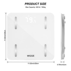 WGGE Bluetooth Body Fat Scale, Smart Digital Bathroom Weight Scale Max:400lb