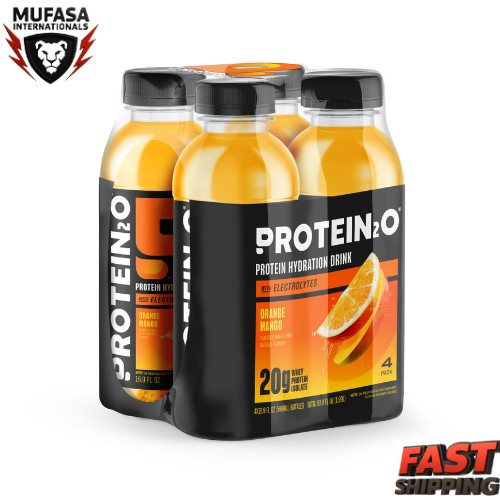 Protein2o Protein Isolate Hydration Drink, Orange Mango, 16.9 oz Pack of 4