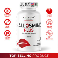 Hallosmine Plus Diosmin 500mg Blood Circulation & Varicose Veins Support | 60 Ct