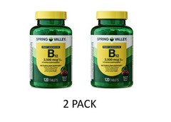 2 PACK Spring Valley Vitamin B12Quick Dissolve Tablets Supplement 2500Mcg Cherry