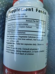 Nutri Berberine + Ceylon Cinnamon Dietary Supplement 1300mg 120 Caps. Exp. 04/28