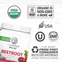Sunwarrior Beet Root Powder Increase Stamina Blood Flow Circulation Nitric, 360g