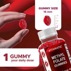 Vitamatic Methylfolate Gummies 1000 mcg – Active 5-MTHF Form – 60 Gummies