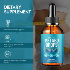(5 Pack) Metabo Drops Liquid Supplement Weight Loss Fat Burner Healthy Digestion