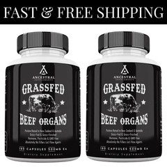 2(PACK) Ancestral Supplements Grass Fed Beef Organ Supplement – 180 Capsules US
